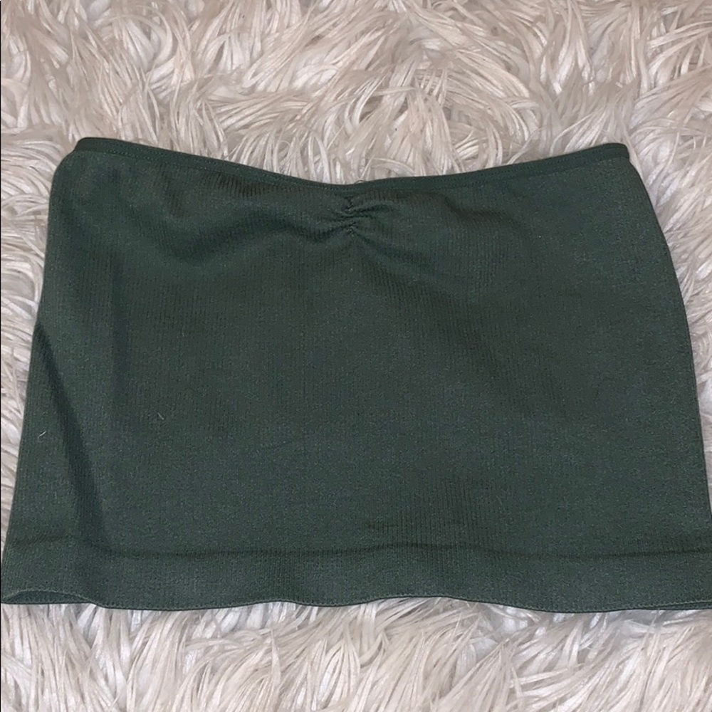 GREEN RIBBED BANDEAU